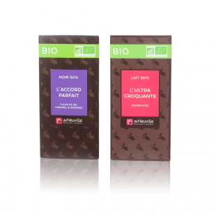 LOT 2 TABLETTES BIO - CHOCOLAT NOIR ET LAIT